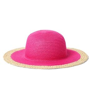 JANIE & JACK NWT Size 2-3 Girls Pink Straw Floppy Sun Beach Vacation Hat